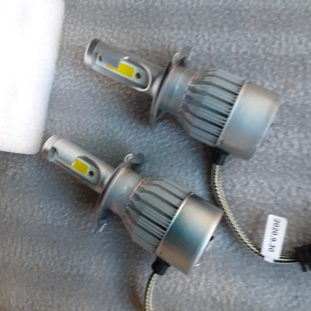 Aftermarket LED headlights.